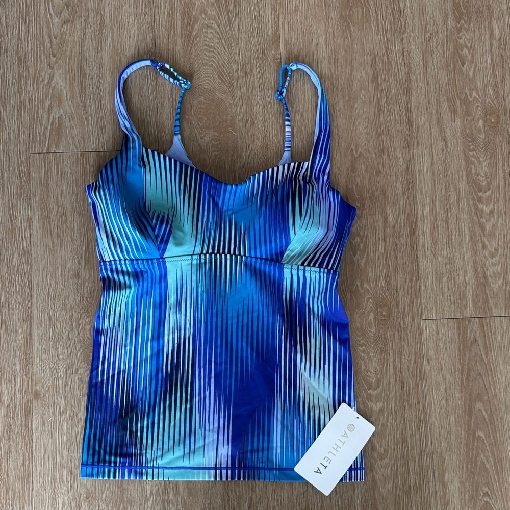 Athleta Blue & Teal Striped Tankini Top